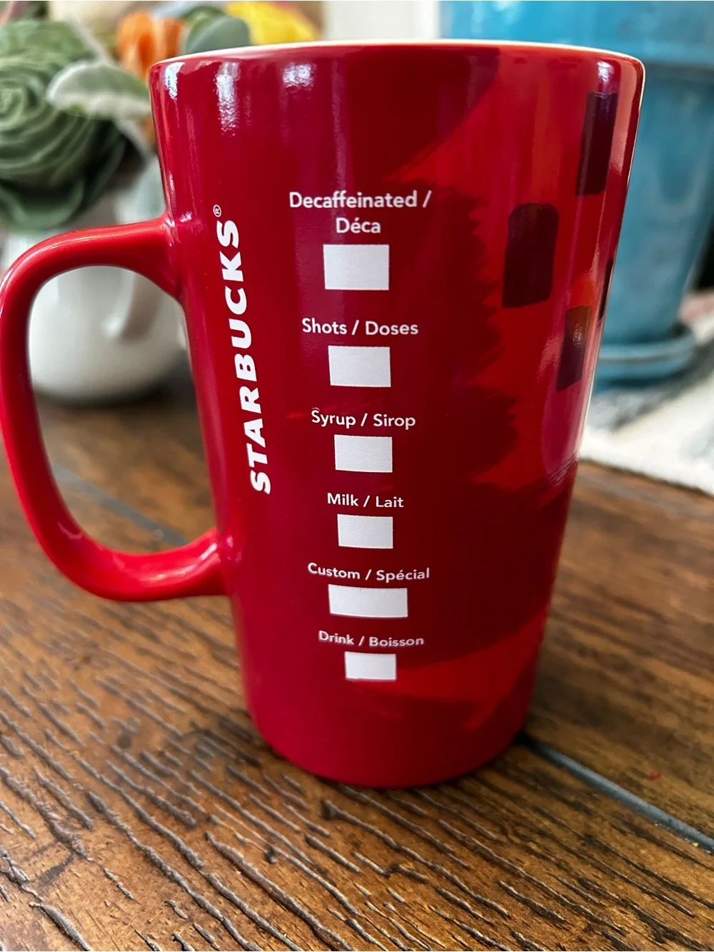 Starbucks Red Ceramic Mug with Green Siren Logo 2014
